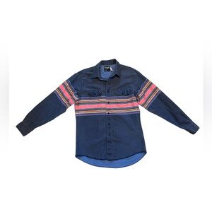 Vintage Wrangler Brushpopper X Long Tails Retro Western Striped Size 16 1/2 X 35